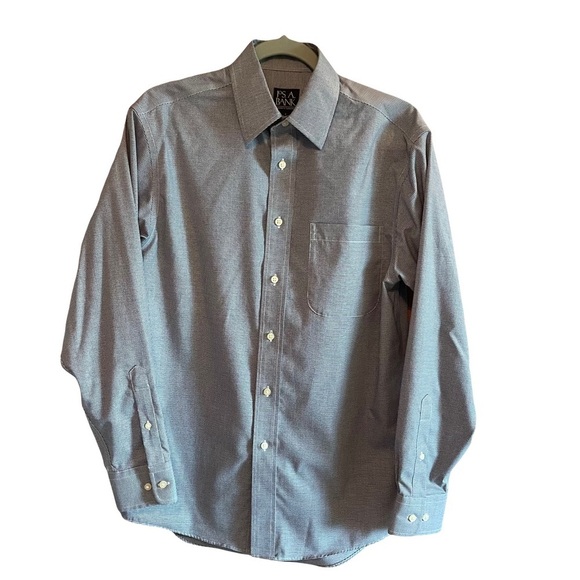 JoS. A. BANK Men's blue/white checked Dress Shirt long sleeve size small - Picture 1 of 5